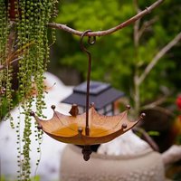 1pc Vintage Metal Umbrella Bird Feeder Outdoor Hanging Garden Decor Art Craft for Backyard Patio