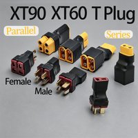 1PC XT60 XT90 T Plug Connector Adapter 1 Male to 2 Female / 1 Female to 2 Male Parallel Series Connector for RC Battery DIY