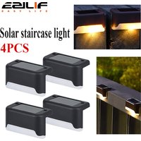 4PCS Solar Deck Light Outdoor IP65 Waterproof Solar Power Garden Lamps for Railing Stairs Step Fence Yard Patio Pathway