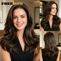 FREEDOM Synthetic Lace Front Wigs For Women 20" Layered Ombre Brown Blonde Wig 6x4 Pre-plucked Easy Wear And Go Glueless Wigs