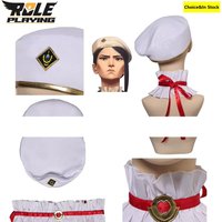 Caitlyn Cosplay Costume Hat Girdle LOL Disfraz Props Accessories Female White Cap Collar Roleplay Headwear Halloween Carnival