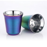 Stainless Steel Double Wall Insulated Espresso Cups Capsule Coffee Cup s Metal Drinking Demitasse Cup For Home Indoor or Outdoor