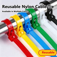 100PCS Reusable Self-Locking Nylon Cord Ties Durable Flexible Practical Mixed Colors 3.6x150mm for Home and Office Organization