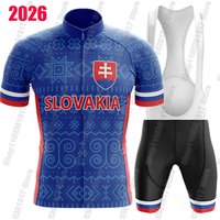 Slovakia National Cycling Jersey Set 2026 Blue Short Sleeve Clothing Road Bike Shirts Suit Bicycle Bib Shorts MTB Ropa Maillot