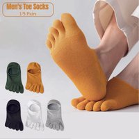 1/5 Pairs Summer Men's Mesh Five Finger Toe Socks No Show Low Cut Breathable Anti-slip Cotton Invisible Toe Socks for Casual