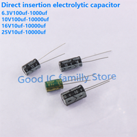 dip Electrolytic capacitor 6.3V 10V 16V 25V 10uf 22UF 33UF 47UF 100UF 220UF 330UF 470UF 680UF 820UF 1000UF 1500UF