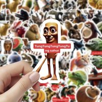 80pcs TungTungTungTungTung SahurSticker,Italian-style Brain Decal Stickers,Classic of Mountains and Seas Chinese Mythology Stick
