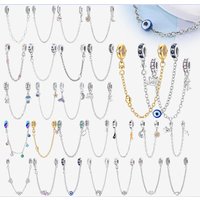 925 Sterling Silver Double End Safety Chain Dangle Charms Fit Original Bracelet Anti-Lost Chain Beads Women Jewelry DIY Gift