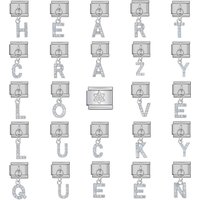 9mm Fashion Silver Color Pendant 26 Zirconia English Letter A-Z Italian Charm Stainless Steel Link Making DIY Jewelry Bracelet