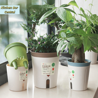 【Double Layer Self Watering Hydroponics Flower Pot Plastic Home Automatic Water-Absorbing Plants Pot Potted Planters】