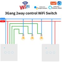 Wifi Smart 2way Switch 1gang 2gang 3gang Two Way Wall Touch Switch Voice and Smart Life TUYA APP Control For Stairs Corridors