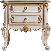Europäischer Nachttisch, Schlafzimmer, Massivholz, Spind, luxuriöser Champagner-Gold-Aufbewahrungsschrank, französische Gravur, einfacher weißer Anzug