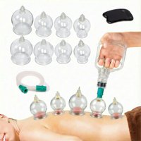 Traditional Gourd-Shaped Cupping Therapy Kit, 8 Cups with Pump for Pain Relief and Detox Massage