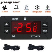 ETC-974 Microcomputer Temperature Controller 220V Digital Mini Thermostat Regulator Thermoregulator Thermocouple NTC Dual Sensor