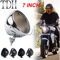 Universal Motorcycle Chrome 7" Headlight LED Headlamp Light Bulb Bucket Housing For Harley Custom Bobber 7 inch Lighthouse Shell
