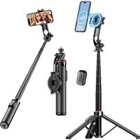 Magnetic Selfie Stick Tripod for iPhone, 51" Phone Tripod Stand Compatible with Magsafe Travel Tripod for iPhone Android Phones