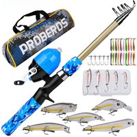 Portable Mini Sea Fishing Rod Reel Combo Baitcasting Spinning with Rod Bag Family Set for Saltwater Freshwater Trout Bass