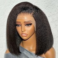 200% Density Kinky Straight Short Bob Wig Human Hair Vietnamese 13x4 Lace Frontal Wigs Yaki Straight Lace Front Wigs PrePlucked