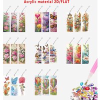 Three-piece diamond painting bookmark set, DIY creative colorful floral and butterfly design, with diamond book bookmarks