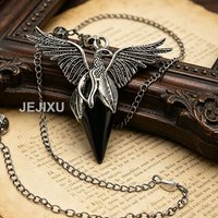 Energy Phoenix Bird Crystal Pendulum for Dowsing Divination Spiritual Natural Stone Pendant Black Obsidian Quartz Pendulos X403