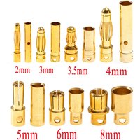 5Pairs Gold Plated Brass Banana Connectors RC Toys Plug Lipo Battery To Electronic ESC Motor DIY Accessories 2/3/3.5/4/5/6/8mm