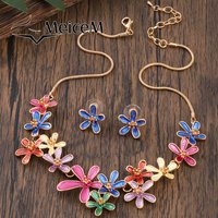 New in Flower Retro Necklaces Earrings Sets Neck Jewelry Chokers Aesthetic Metal Accessories Beauty Female Necklaces for Women