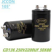 JC bolt electrolytic capacitor 250V2200UF 50x80mm CD136 variable frequency screw capacitor CE105 ℃ original brand new