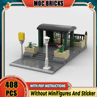 City Street View Model Moc Building Blocks Modular Bus Stop Model Technology Brick DIY Assembly Toy Holiday Gifts