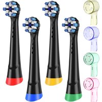 4 Replacement Brush Heads and 4 Toothbrush Head Dustproof Cover Compatible with Oral B iO 2/3/4/5/6/7/8/9/10 Electric Toothbrush