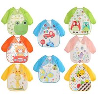0-3 Years Baby EVA Waterproof Anti-dirty Bib Long Sleeve Strap Coat Dirt Proof Soft Feeding Bib Cute Cartoon Pattern Burp Cloths