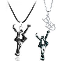 MJ King of Pop Artist Singer Michael Jackson BAD Necklace Brooches Rock Roll Everlasting Classic MJ Pendant For Men Women Gift