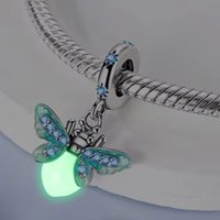 Silver 925 Dangle Charm Firefly Noctilucent Pendant Fit Original Bracelet Bead Diy Girl Jewelry