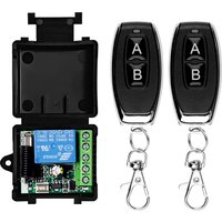 433Mhz Universal Wireless Remote Control Switch DC 12V 1CH RF Relay Receiver Module with 2 Transmitters, EV1527 Learning Code Re
