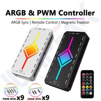 JUMPEAK 5V 3Pin ARGB Fan HUB Splitter Remote Controller With 4Pin PWM For PC Computer Cooling SYNC CPU Cooler LED Light Strip