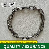 Men's 8mm Square Pure Titanium Cuban Bracelet with S-Clasp - Hip-Hop Style, European & American Trendy Cool, Colorfast