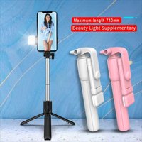 Foldable Portable Selfie Stick Tripod With Detachable Bluetooth Remote Control With LED Selfie Light For Phone Video Live Holder