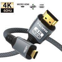 4K@60Hz Micro/Mini HDMI to HDMI Cable Braided HDMI-compatible Male to Male Bi-Directional 2.0Cord 18Gbps for Camera Monitor