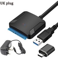 USB 3.0 to SATA Adapter Cable for 3.5/2.5 Inch SSD HDD SATA III Hard Drive Disk Support UASP with 12V Power Adapter- UK Plug