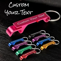 1/5Pcs Customized Name Bottle Opener Beer Keychain Keyring Multifunctional Laser Engraved Text Multi Color Key Ring Chain Bar