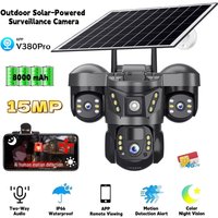 10X Zoom Triple Lens 4G Solar Camera 15MP Outdoor Triple Screen CCTV PIR Motion Detection Security Surveillance V380 Pro Camera