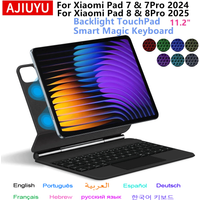 Clavier Magique Folio pour Xiaomi Pad 7 2024 Mi Pad 7 8 Pro 11.2' Tablette, Étui Intelligent pour Xiaomi Pad 8, Housse de Clavier Espagnol Allemand
