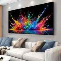 Vibrant Abstract Splash Canvas Art Frameless Colorful Modern Wall Decor for Living Room, Bedroom, Large Canvas Wall Art