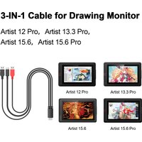 Câble 3 en 1 d'origine uniquement pour XP-Pen Artist10Sv2, Artist 13.3Pro, Artist 15.6/Pro, Artist 12Pro