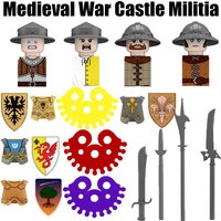 MOC Medieval War Castle Militia Knight Figures Building Blocks Military Soldier Army Guard Infantry War Weapons Bricks Toys Boys