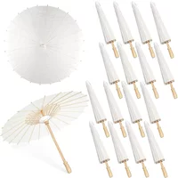 1-10PCS Parasol Umbrellas Wedding Photo Cosplay Prop 60cm Paper Umbrella DIY White Umbrella Summer Whites Party Beach Decor