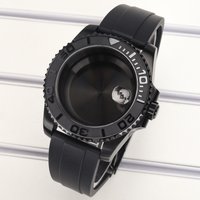 40mm Men 20ATM Watch Case Black Rubber Strap Sapphire For YACHT NH35 NH36 NH34 4R 7S26 Miyota8215 ETA2824 Watch Cases Refit Part image 4