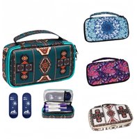 Large Portable Insulin Cooler Travel Bag - Lightweight, Boho Flower Print Durable Design for Outdoor Camping and Travel