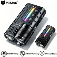 Tri-Switch Tactical Flashlight 29 Modes Dual Bulb Zoom+Fixed Focus RGB Side Light 4800mAh USB-C Magnetic Base