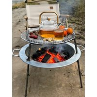 Portable Thickened Stainless Steel Double Layer Sun Protection Camping Stove BBQ Grill Picnic Outdoor Cooking Equipment
