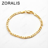 Classic charms 4MM sideways chain 18K Gold Bracelet for woman fashion jewelry wedding accessories party gifts